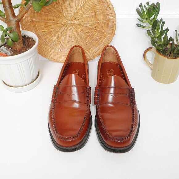 Men's BASS LARSON WEEJUNS LOAFER in Whiskey Brown Size 9 Preppy Office Shoes - Picture 6 of 10